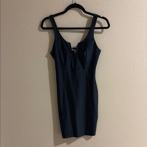 Haute Monde Navy Plunge Neck Bodycon Mini Dress
